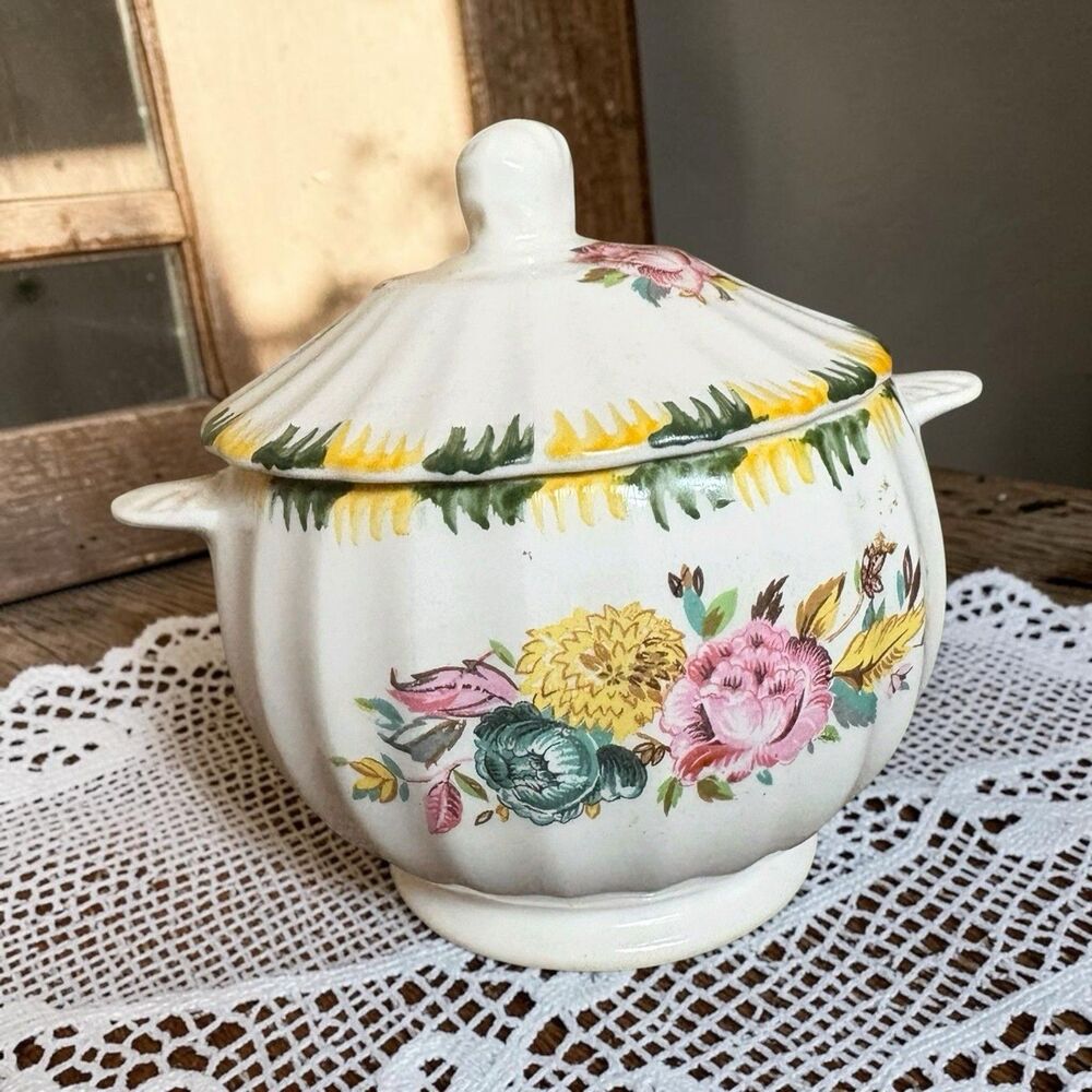 Limoges Monsoon Regency Bouquets Flowers Creamer With Lid Vintage Rare 1940s